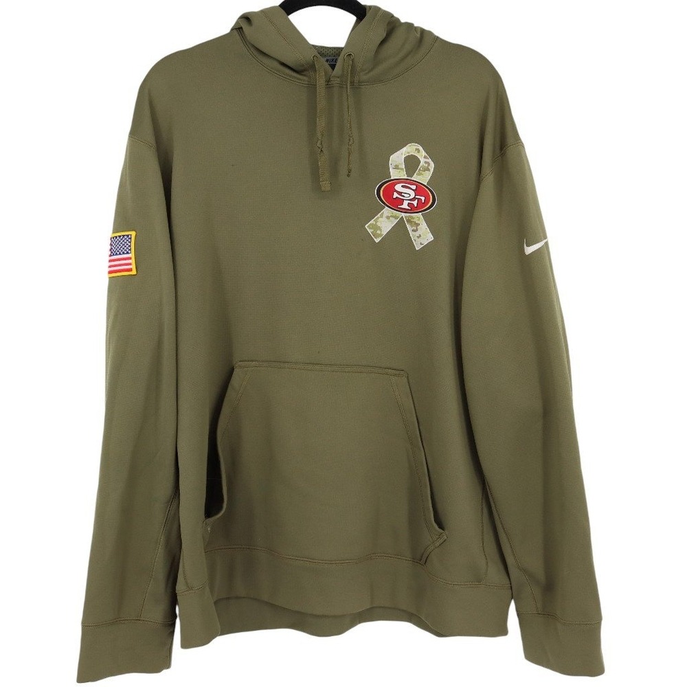 Nike San Francisco 49ers Salute to Service Therma-FIT Hoodie Mens XL Olive Green